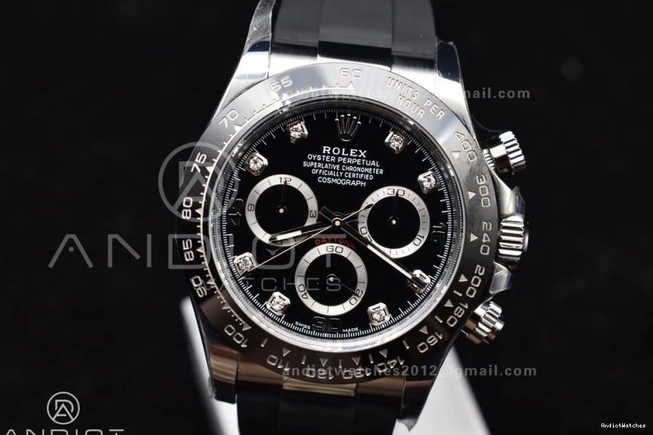 on Edition 116519 Daytona Contemporary Black Dial 768 Best Rubber Oysterflex Strap 1:1 Diamonds SA BTF 0108